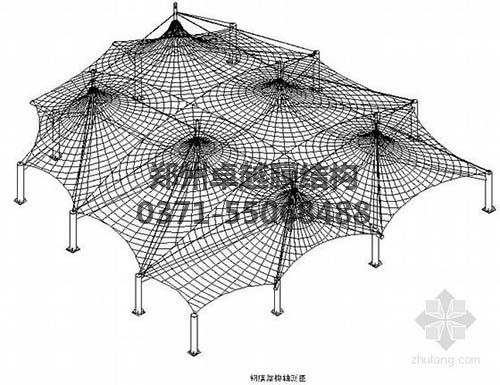 設(shè)計(jì)圖中可以看出索膜結(jié)構(gòu)一般由膜材、索結(jié)構(gòu)、支架結(jié)構(gòu)三部分組成