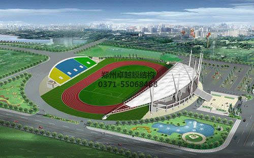 足球場看臺膜結(jié)構罩棚效果圖