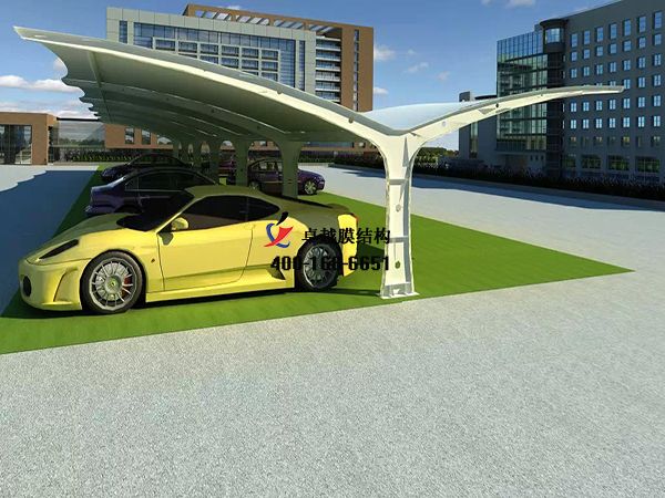  益陽<font color='red'>膜結構車棚</font>【湖南益陽工程公司-停車棚】工程實例