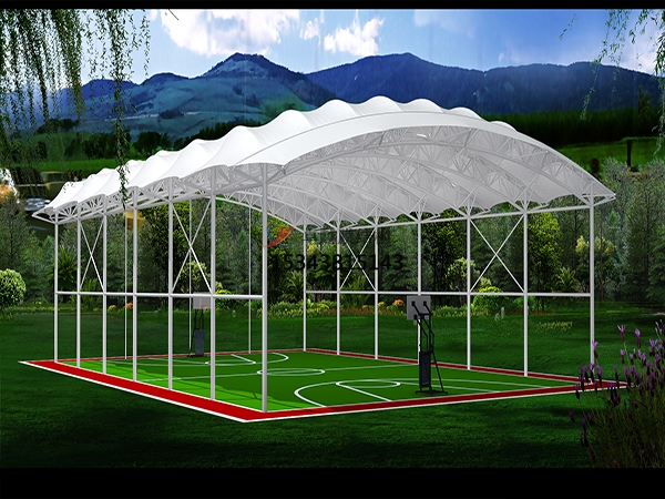 南陽網(wǎng)球場膜結(jié)構頂蓋/籃球場屋頂/門球場雨棚安裝