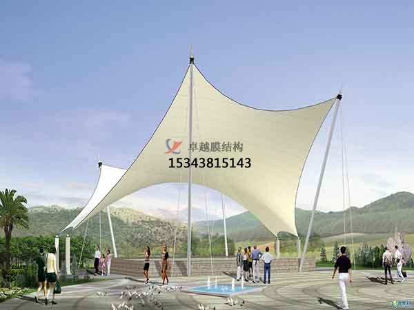 三門峽商業(yè)廣場<font color='red'>張拉膜結(jié)構(gòu)</font>景觀棚/雨棚設(shè)計(jì)搭建